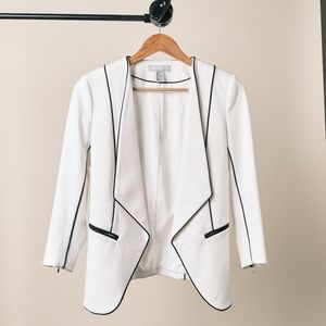 Sophisticated White Blazer with Black Piping [LIKE NEW]